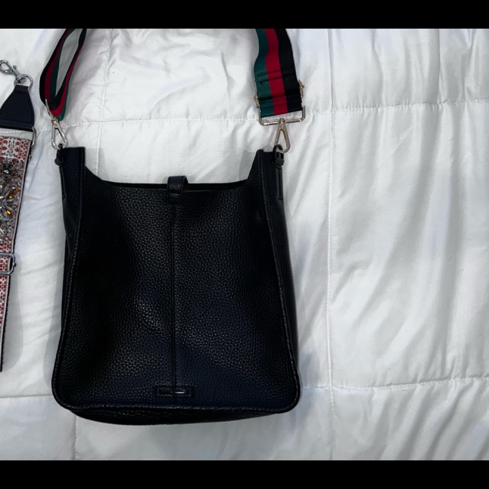 Rebecca Minkoff black leather grain bag with Two changeable straps